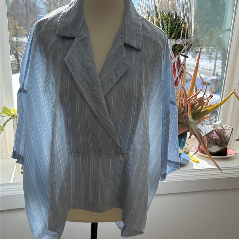 Anthropologie Blue Striped Blouse